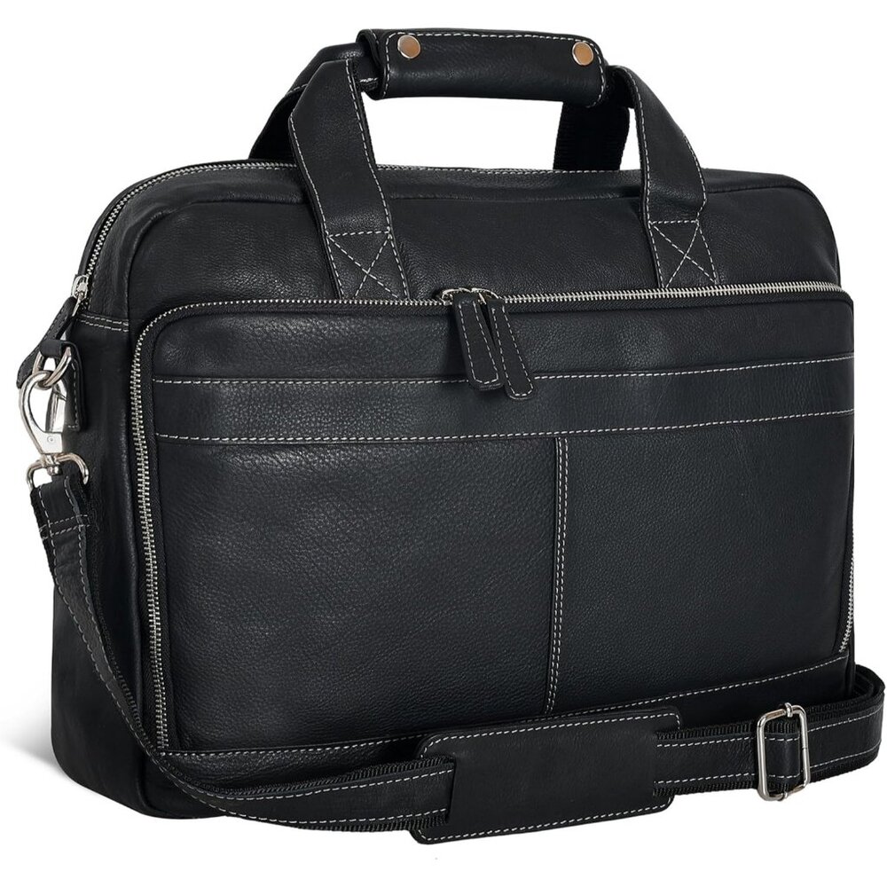 ⚡Men and Women Nappa Black Oak‎ Leathers Laptop Briefcase Messenger Bag